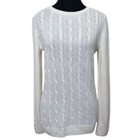 Talbots Womens Small Crew Neck Cable Lambswool Sweater - Picture 1 of 15